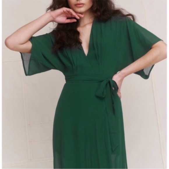NEW Reformation Winslow Dress Emerald XS - Picture 14 of 17